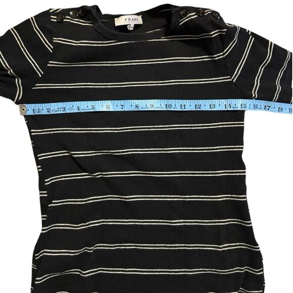 FRAME 3/4 sleeve black/white striped round neck long sleeve top - Medium - Picture 7 of 7